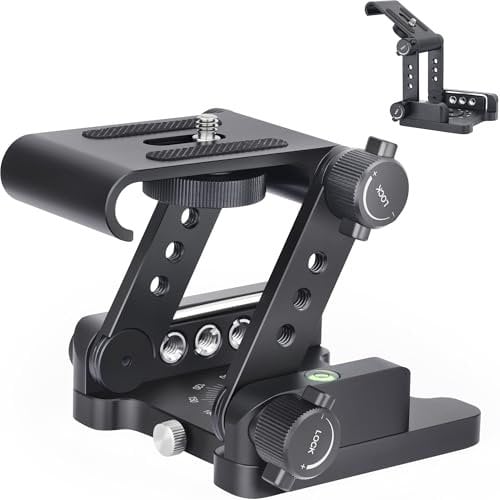 Z-Flex Tilt Tripod Head-INNOREL ZH9 CNC Aluminum Alloy All Metal Flexible Folding Z Pan with 1/4 and 3/8 Screws, Max Load 11.0lb/5kg with Adjustment Knob for Canon Nikon Sony DSRL Camcorder Slider