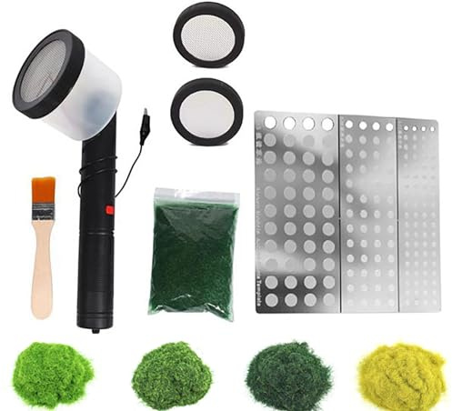 Beflockungs-Set, Mini-Beflockungsmaschine, Applikator, Mini-Statik, Gras, Beflockung, vier Farben, für DIY Scenic Modeling, Sand, Tisch, Modellierung