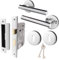 EAI Key Lock Door Handle Set Polished Chrome | Round T-Bar Internal Door Handles, Sash Lock, Hinges (76mm) & 2 Escutcheons | Silver Oliena Range