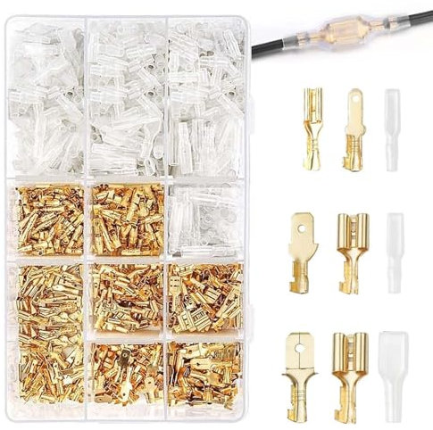 iTYOOS 315 Pièces Cosse Electrique, 2.8mm/ 4.8mm/ 6.3mm Fil Terminal À Sertir, douilles plates, Connecteurs mâles et femelles avec Manchons Isolants, Anti-oxydation, Pour Automobile, Bateau, Moto