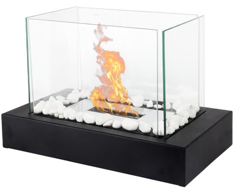 Fiérza Brasero de Table, Cheminée de Table, 35CM, Bioéthanol, Feu de Table, Intérieur/Extérieur, Cheminée à Poser au Sol, Poêle Bioéthanol