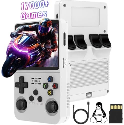 R36S Handheld Game Console, 3.5 Inch IPS Screen Open Source Linux System Retro Handheld Emulator with Dual 3D Joysticks, 128G TF Card, 17000+ Games, 10+ Emulators for Boys and Girls