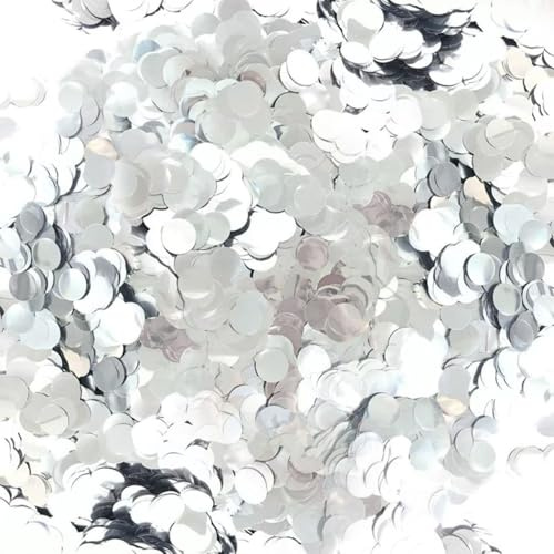 50G silver rund konfetti, konfetti för födelsedagsdekorationer, konfetti för bordsdekoration, paljetter för festdekorationer, ballongfyllning, lämplig för födelsedagar