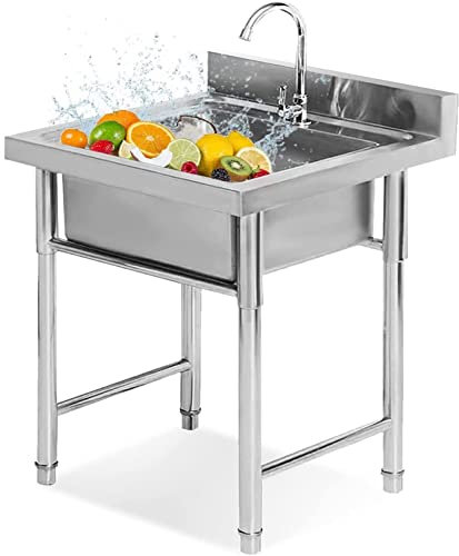 Fregadero de cocina Cocina comercial Fregadero de acero inoxidable 304 Fregadero independiente Lavaplatos Fregadero de catering para garaje Exterior Interior