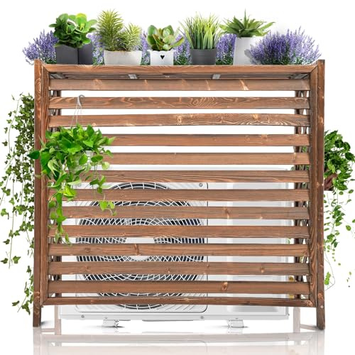 Ggipxalatyr Klimaanlagenabdeckung Sichtschutz Im Freien Pflanzenständer Dekorationsregal Klimaanlagenrahmen Außenzaun Regal Dekorationsregal Für Garten/Terrasse/Balkon(Large)