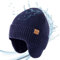 TOP-EX XL/XXL 80% Merino Beanie Herren Wolle wasserdichte Wintermütze mit Ohrenklappen Warme Strickmuetze mit Fleecefutter Outdoor Ski Mütze Navy Blau M/L