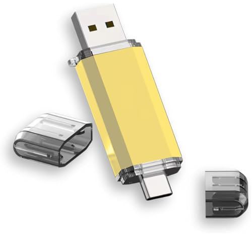 Vixelle USB 3.0 Typ-C Flash Drive – 2-in-1 USB C Speicherstick Pen Drive – USB Jump Drive Foto-Stick für Smartphone, Computer & Tisch (Gold, 8 GB)