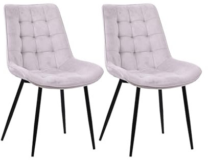 Zedelmaier Esszimmerstühle Stühle 2er Set Esstisch Stühle Küchenstühle Essstühle Esszimmer Stuhl Polsterstuhl mit Rückenlehne Metallbeine für Esszimmer Wohnzimmer Küche (Hellgrau-Smat, Extra breit)