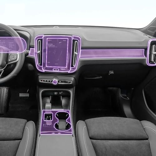 LAVIYE Auto Innenraum Mittelkonsole transparent TPU Lack Schutzfolie Anti-Kratzer Aufkleber LCD PPF, für Volvo XC40 aufladen 2020-2025