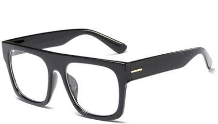 Jurchio Unisex Stylish Square Non-prescription Eyeglasses Glasses Flat Top Big Eyeglass Frames Large lens Clear Lens Eyewear (Black)