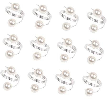 Amosfun 12st Serviettenringhalter Gold Sterling Inhaber Silber Sackleinen Serviettenringe Aus Perlen Serviettenhalter Silver