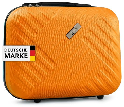 Xonic® Design Kosmetikkoffer aus ABS Hartschale – Robustes Beautycase als Handgepäck - Kosmetiktasche für Reisen – leicht & stabil (Neon Orange)