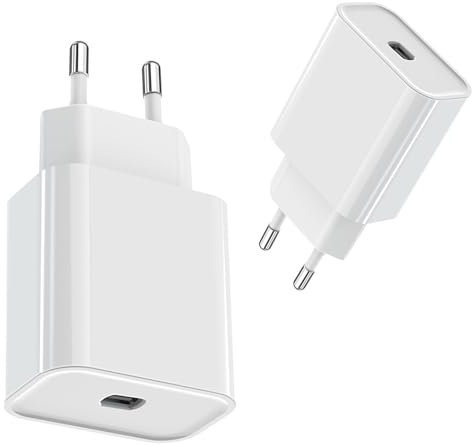 Chargeur USB C,2-Pack Prise 25W Secteur Rapide pour iPhone 16/16 Pro/16 Pro Max/16 Plus /15/14/13/12/11/SE 2020/X/XS,Pad Pro,Galaxy,Pixel,USBC Prise Secteur Mural Type C Alimentation Adaptateur YOOCZ