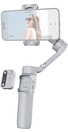 Delaman Phone Video Stabilizer Hohem iSteady X3 Extendable 3-Axis Smartphone Gimbal Stabilizer, Foldable Vlog Gimbal with Smart Tracking, Built-in Battery, Magnetic LED Fill Light, Mini Tripod,