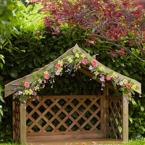 Garden Mile Artifical Flowers Decoration - 180cm/6ft Spring Garland Fake Flowers Artificial Wild Flower Vines Indoor and Outdoor Flower Vine for bedroom decor, Garden and Wedding Party Decoration