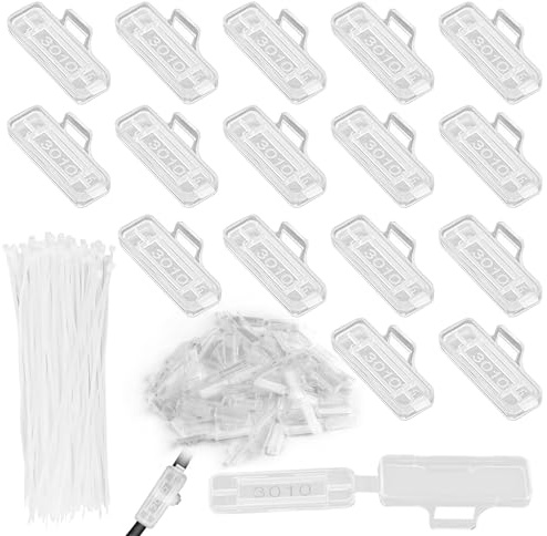 Kabelbeschriftung Erkennungsbox Set 50pcs Kabelbeschriftung Clip Kabeletiketten mit 50 wiederverwendbare kabelbinder und kabeletiketten zum Beschriften Transparente Wasserdichtes Kabelkennzeichnung