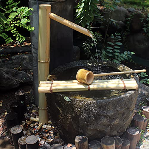 Bamboo Water Fountain Japanese Bamboo Spitter Garden Decorative Pond Zen Water Feature Pump, Creativity