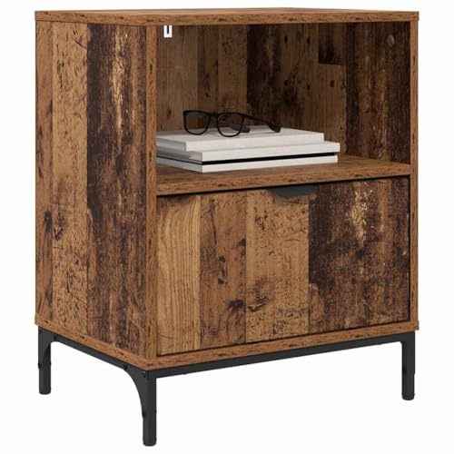 vidaXL with Drawer Old wood 49 x 36 x 61 cm Engineered wood, Bedroom, Rustic, Storage, Bedside Cabinet, Practical Nightstand, Organizing Solution, Space-Saving Table, Indoor Furniture