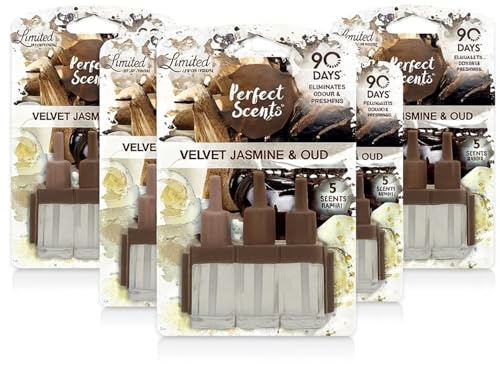 Pack of 5 Plug-In 3volution Air Freshener Refills by Just Pure – Compatible with Ambi Pur 3tation Plug-In Units, Long-Lasting 20ml Refills, Up to 90 Days of Fragrance (Velvet & Jasmine)