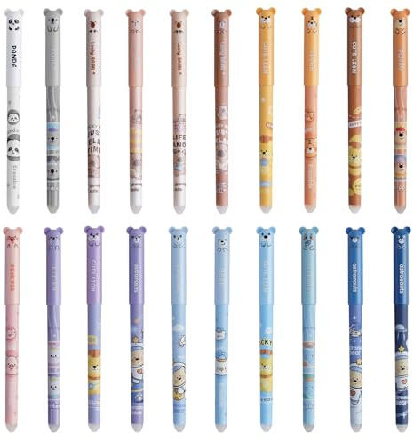 VEGCOO 20 Stück Set Radierbare Gelstifte mit Thermoempfindlicher Radiertinte, Radierbarer Kugelschreiber,Wischfester Kugelschreiber (Blau Tinte),Für Schulen,Büros Und Privathaushalte