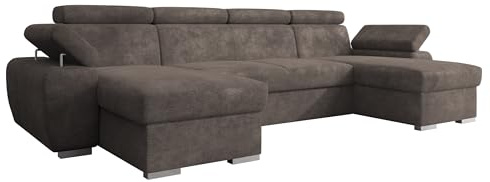 Mirjan24 Ecksofa Kolpoi U, Eckcouch mit verstellbaren Kopfstützen und Armlehnen, Wohnlandschaft, Bettfunktion, U-Form Sofa mit Schlaffunktion und Bettkasten (Lumo 40)