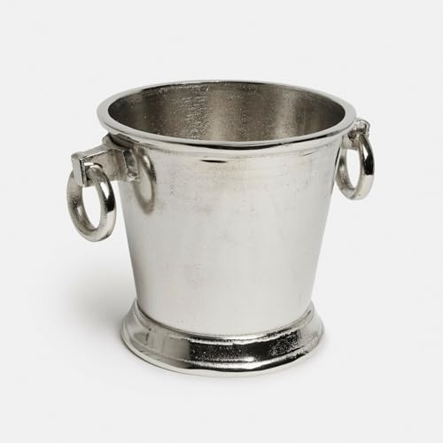 LOBERON Getränkekühler Cressford - Glänzendes Finish - Handliche Ringgriffe - 4 l Fassungsvermögen - Tischaccessoires - Weinkühler - Sektkühler - Aluminiumguss, silber
