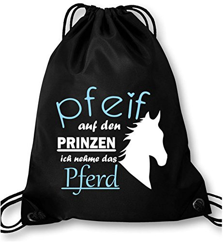 EZYshirt® Pfeif auf den Prinzen ich nehm das Pferd Turnbeutel