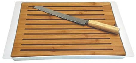 TOTALLY ADDICT KA1630 Planche à Pain avec Couteau Bois Blanc/Noir 38 x 27 x 1,90 cm - coloris aléatoire