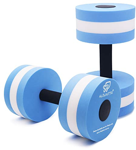 KLOLKUTTA Aquatic Dumbells, 2PCS Water Aerobic Exercise Foam Dumbbell Pool Resistance,Water Aqua Fitness Barbells Hand Bar Exercises Equipment for Weight Loss Blue