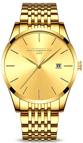 rorios Herren Edelstahl Dünn Uhren Analog Quarzuhr Business Fashion Kalender Metallarmband wasserdichte Multifunktion Männer Armbanduhr Uhr