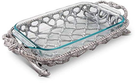 Arthur Court 3 Quart Casserole Pyrex Holder Fish Net Pattern - 3.5 x 11 x 19