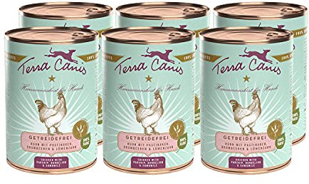 Terra Canis Huhn, Pastinake, Brombeere & Löwenzahn - Getreidefreies Nassfutter, 6x400g I Premium Hundefutter in 100% Lebensmittelqualität Aller Rohstoffe I Reichhaltig, gesund & glutenfrei
