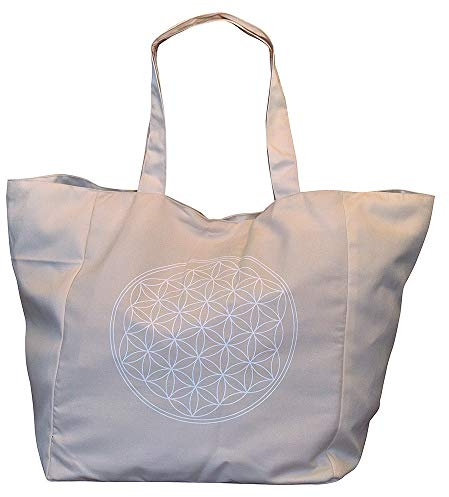 Saraswati Umhängetasche Blume des Lebens Baumwolle/Polyester beige 48x33cm