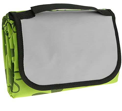 PrimeMatik - Picknickdecke 150 x 130 cm grüner Aufdruck mit Blumen