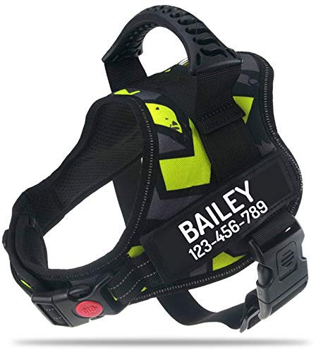 PawPawify Hundegeschirr gegen Ziehen, mit personalisierbarem Namen und Telefonnummer, strapazierfähig, verhindert Zerren, Ziehen oder Würgen, für Training und Spazierengehen
