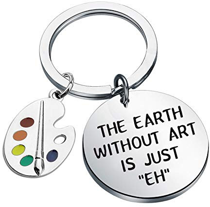 Artist Paint Palette and Brush Charm Pendant Keychain Earth Without Art is Just EH Painters Jewelry Artist Gift Art Student Art Teacher Gifts (The earth-ky)