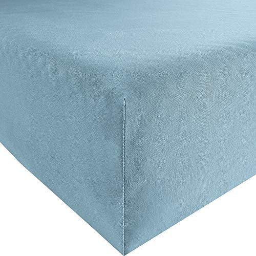 REDBEST Spannbettlaken Denver Elasthan-Jersey-Stretch Rauchblau Größe 140x200 cm - 160x200 cm - besonders weich und anschmiegsam, bügelfrei, mit Rundumgummi