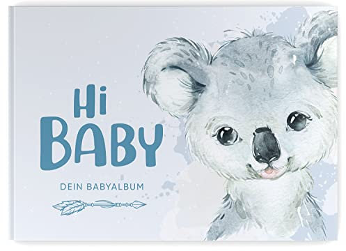 Babyalbum - Mein erstes Jahr, Junge Mädchen, Album zur Geburt, Baby-Tagebuch, schönsten Momente und Erinnerungen zum Auszufüllen auf 104 Seiten (ohne Personalisierung, Koala, blau)