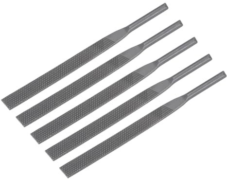 sourcing map Neumática Aire Lima Juego Grueso Diente 5mmx130mm Plano Lima Molienda Herramienta 5uds