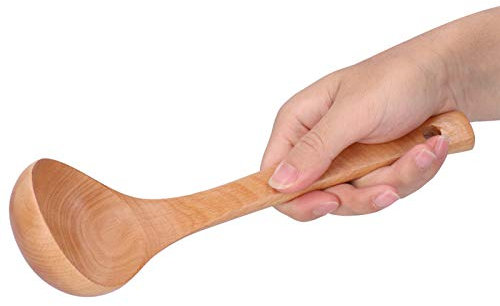 Louche Cuisine en Bois, Louche à Soupe Cuillère à Soupe Louche à Sauce en Bois pour les Restaurants de Cuisine, 27,5cm
