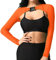 Ypser See Through Mesh Crop Top Sheer Open Front Shrug Fishnet Arm Sleeves Shirts with Release Plastic Buckles Orange
