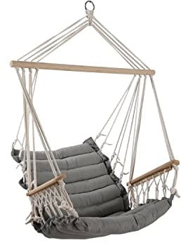 Estosa - Amaca Sospesa Modello Brenda, Dondolo Da Giardino Con Imbottitura, Sedia Sospesa Altalena Con Braccioli, Per Arredo Interni, Arredo Giardino, Balcone, Terrazzo (Grigio)
