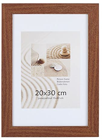 KM Foto Bilderrahmen Holz Plexi Acryl Rahmen quadratisch Collage Wanddeko Poster S215: Farbe: Braun | Format: 20x30