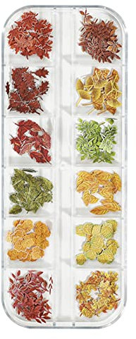 IUNSER Fall Nail Decals Arts Glitters Maple Leaf Stickers Supplies Sequins Autumn Color Accessories Wood Pulp Slices For Face Glitter Gel (C, One Size)