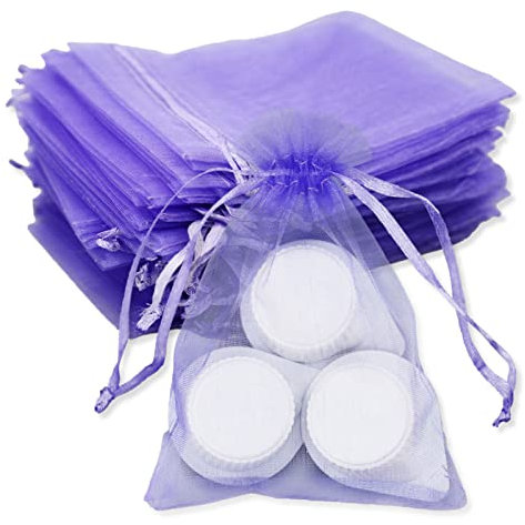 50 sacchetti in organza, 9 x 12 cm, per gioielli, colore: viola chiaro, per baby shower, matrimoni, feste di compleanno per bambini, Natale