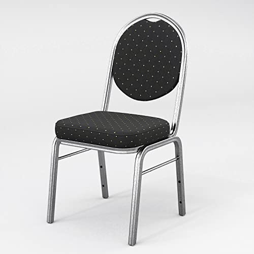 GGMMÖBEL Paola | 12-er Set | Bankettstuhl | Bankettstühle | Bistrostuhl | Saalstühle | Konferenzstuhl | Gastrostuhl | Stoff | Schwarz | Stapelbar | mit Goldpunkte