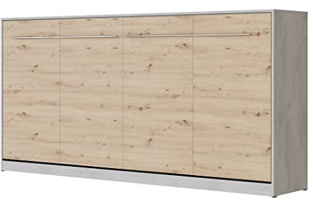 SMARTBett Schrankbett Standard 90x200 120x200 140x200 160x200 Bettschrank Wandbett Beton/Wildeiche 90 Horizontal