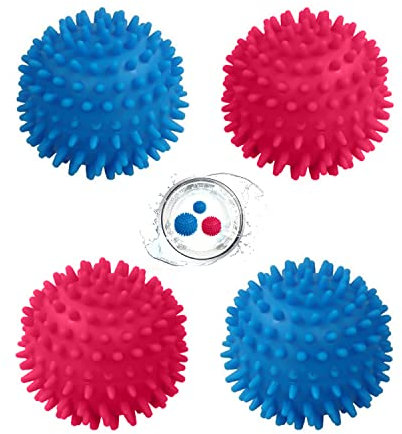 4 PCS Dryer Balls, Cleaning Laundry Balls, Reusable Roller Drying Balls, Reduce Wrinkles, Drying time, Static Electricity, Clothes Become Soft (Blue, Rose)