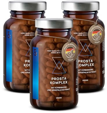 3er Set - Prosta Komplex - Kürbiskern Kapseln mit Granatapfel, Sägepalme, Schwarzer Knoblauch Extrakt, Zink & Selen - 360 Brennnessel Kapseln