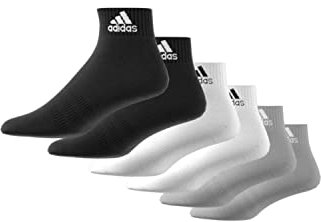 adidas Unisex - Adulto Thin and Light Sportswear Ankle Socks 6 Pairs, Medium Grey Heather/White/Black, 13-14.5